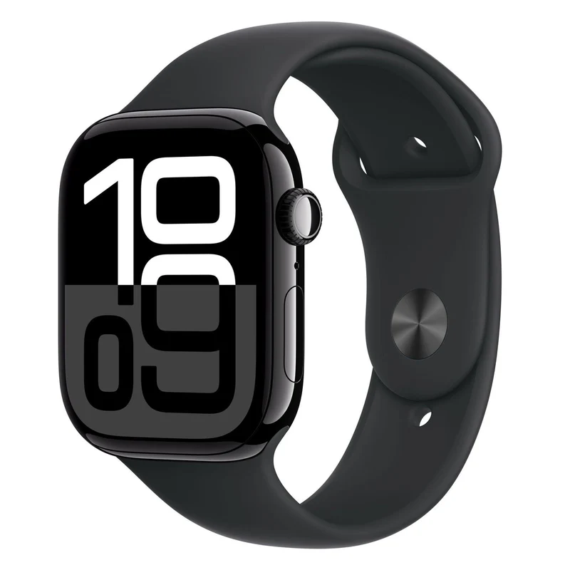 Apple Watch Series 10 4G 46mm Aluminium Diamantschwarz Sportarmband Schwarz M/L
