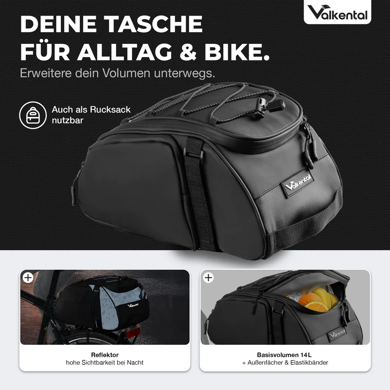 Trunk Bag - Aufliegende 3in1 Gepäckträgertasche mit Rucksackfunktion - B-Ware