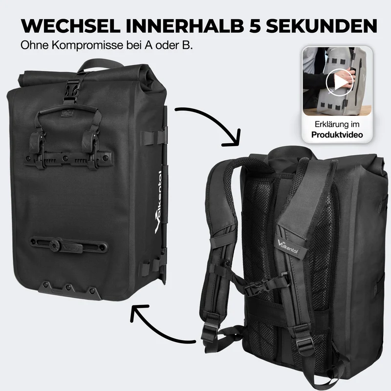 NEU: TrailX - 2in1 Fahrradtasche & Rucksack für jeden Untergrund - B-Ware