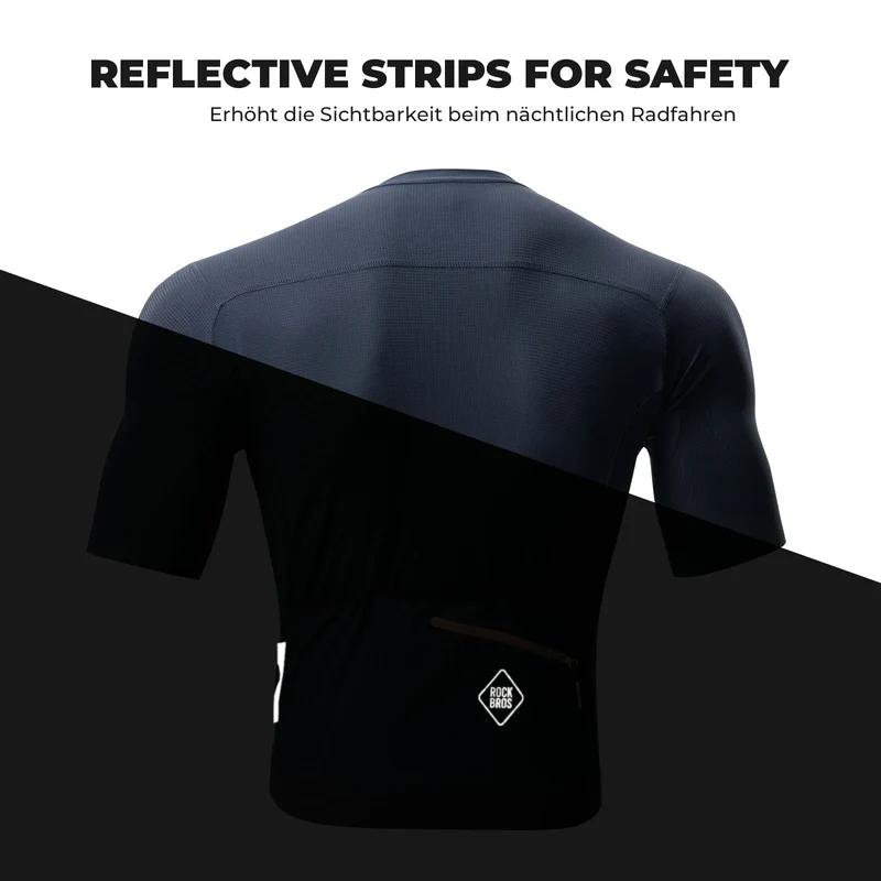 Radtrikot Kurzarm Herren, Atmungsaktives schnelltrocknendes Rennrad Trikot