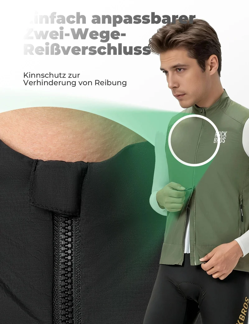 Fahrradweste Winddicht Leicht Atmungsaktiv Schnelltrocknend, Faltbar Radweste