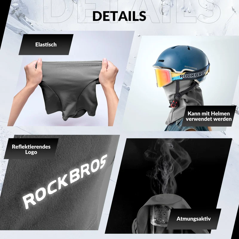ROCKBROS Sturmhaube 2er Set Herbst Winter Bivakmuts voor Outdoorsport Unisex