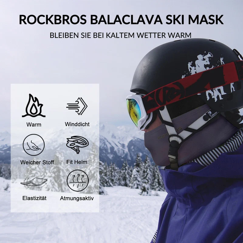 ROCKBROS Sturmhaube 2er Set Herbst Winter Bivakmuts voor Outdoorsport Unisex