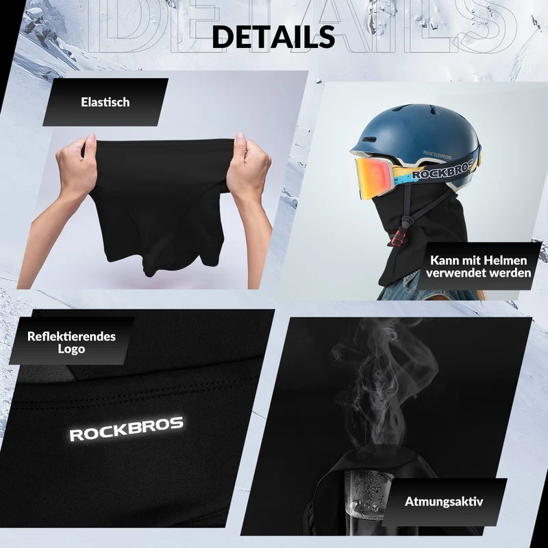 ROCKBROS Sturmhaube 2er Set Herbst Winter Bivakmuts voor Outdoorsport Unisex