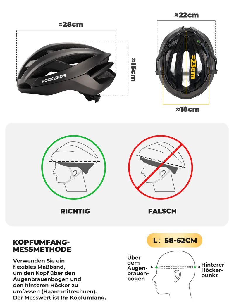 Fahrradhelm met verstärkungsrahmen 58-62cm