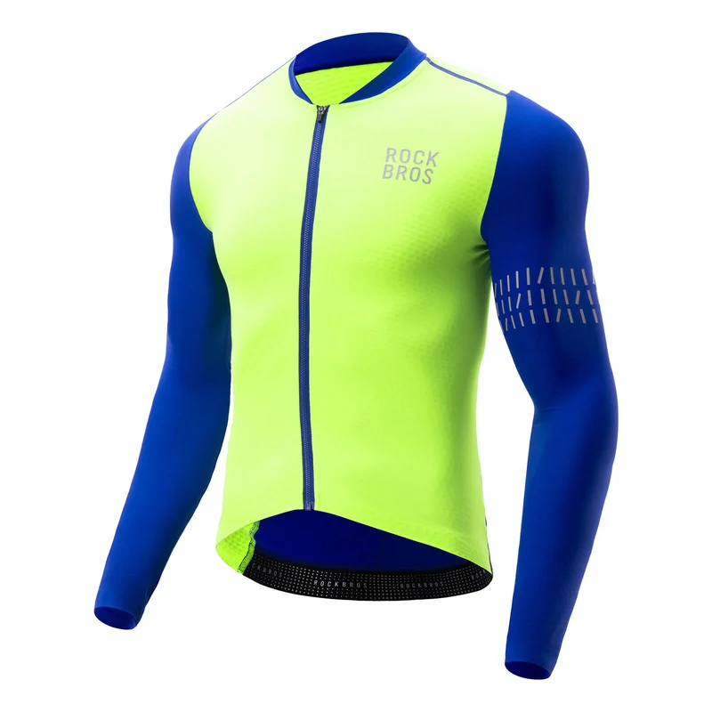 Fahrradtrikot Langarm Heren Winter Warm Fleece Radtrikot Atmungsaktiv Elastisch Met 3 Taschen en Reflektierend