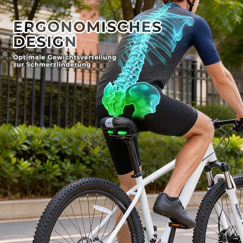 Bequemer Fahrradsattel, Ergonomisch Fahrrad Sattel Mit Druckentlastung & Belüftung, Hochdichter Schaumstoff, Doppelte Federung