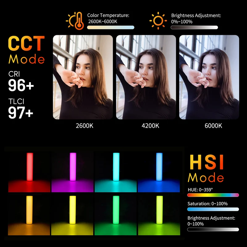 FEELWORLD MT2 Handlichtstab, 360° RGB-LED-Videolicht für die Fotografie