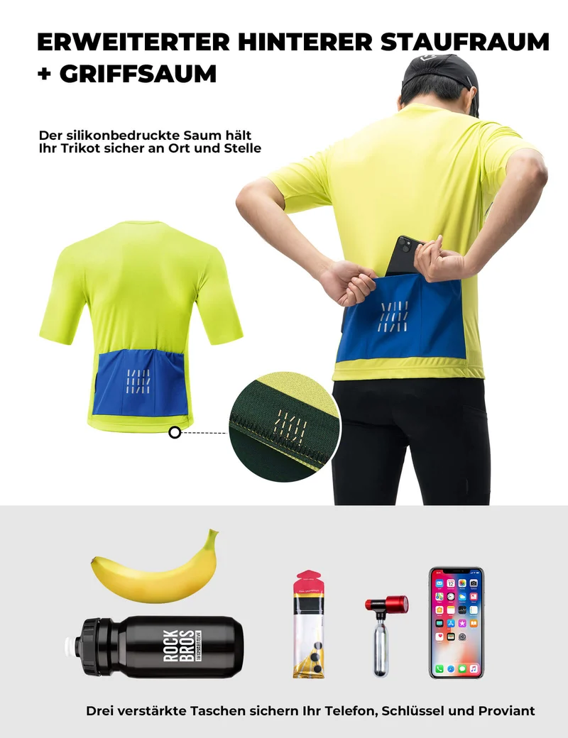Fahrradtrikot Kurzarm Herren Atmungsaktives en Schnelltrocknend Jersey Reflektierende
