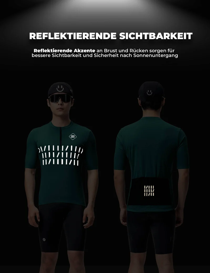 Fahrradtrikot Kurzarm Herren Atmungsaktives en Schnelltrocknend Jersey Reflektierende