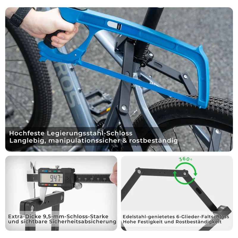 ROCKBROS Faltschloss Fahrradschloss 104 см Faltbares