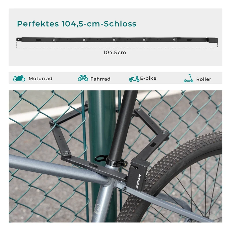 ROCKBROS Faltschloss Fahrradschloss 104 см Faltbares