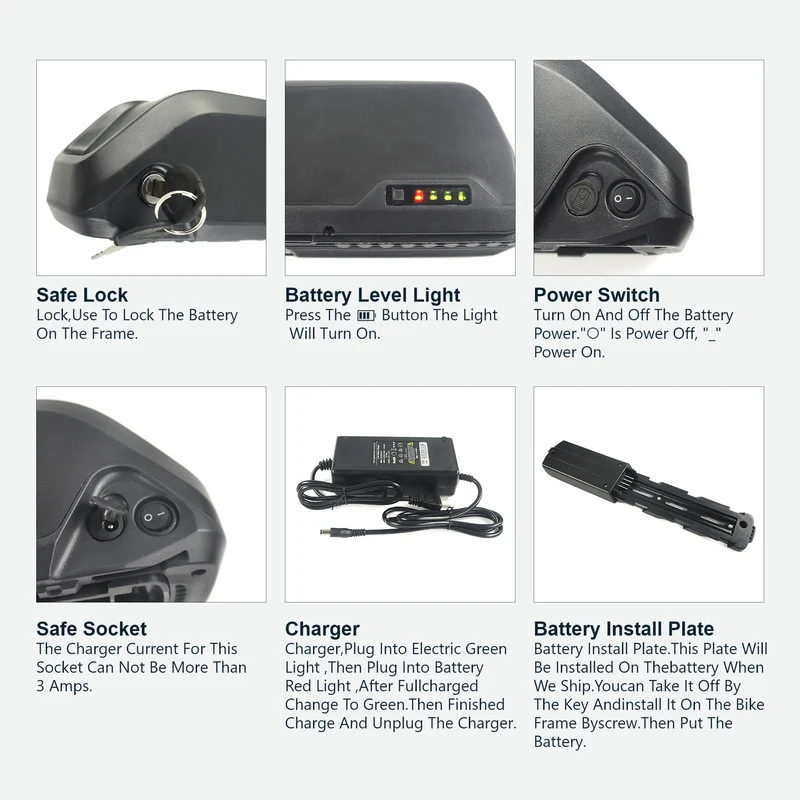 eSoulbike™ 52V 48V 36V Electric Bike Tube Battery