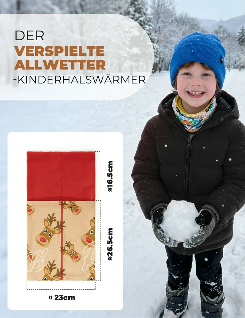 2-у-1 Kinder Halstuch & Mütze Doppelseitig Schlauchschal Wärmende Halswärmer Multifunktionstuch