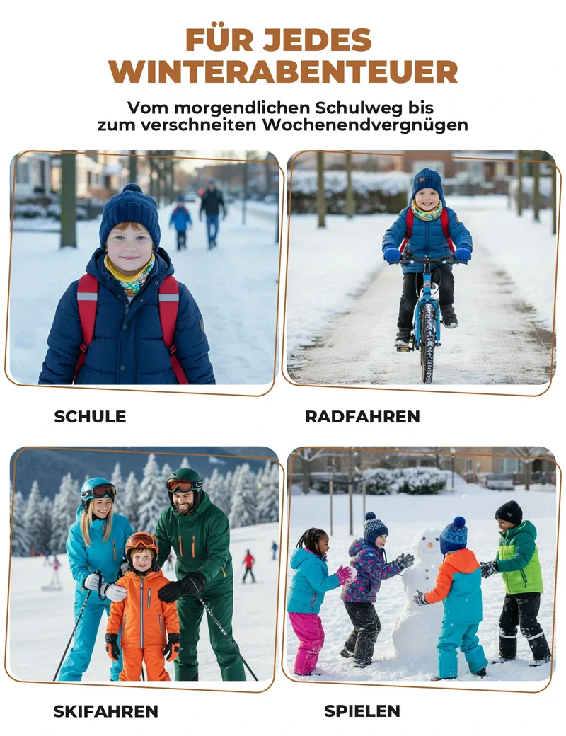2-у-1 Kinder Halstuch & Mütze Doppelseitig Schlauchschal Wärmende Halswärmer Multifunktionstuch