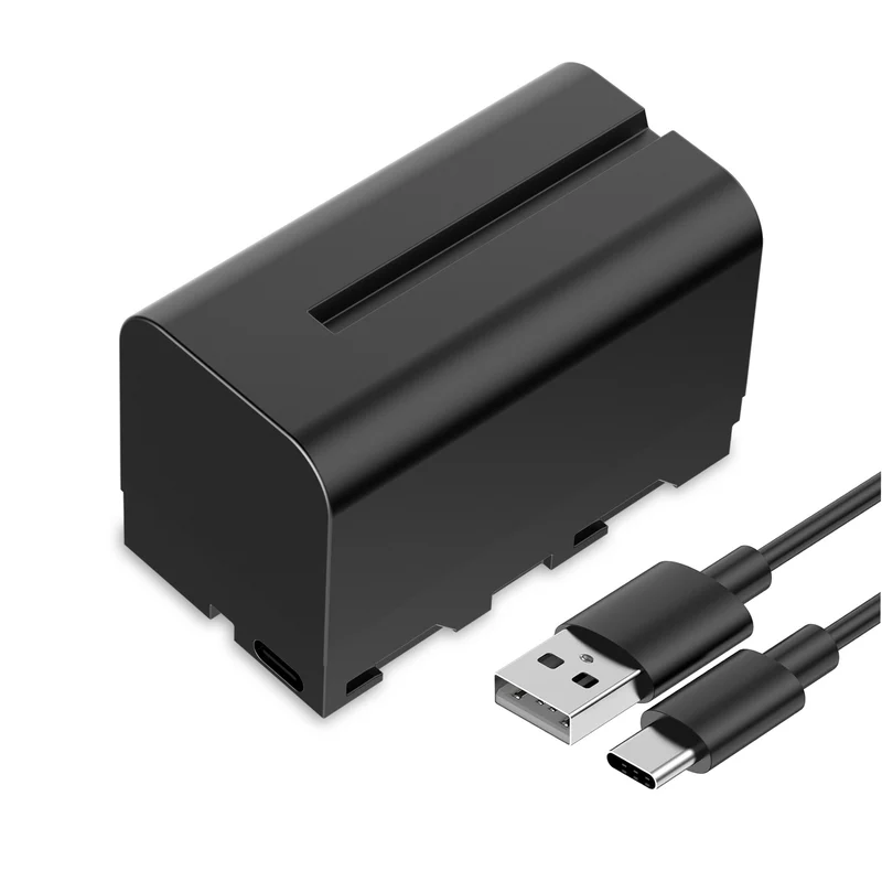FEEWORLD NP-F750 4400 mAh Li-Ionen-Akku für Monitor, Videoleuchte, Videoübertragung, USB-C-Aufladung