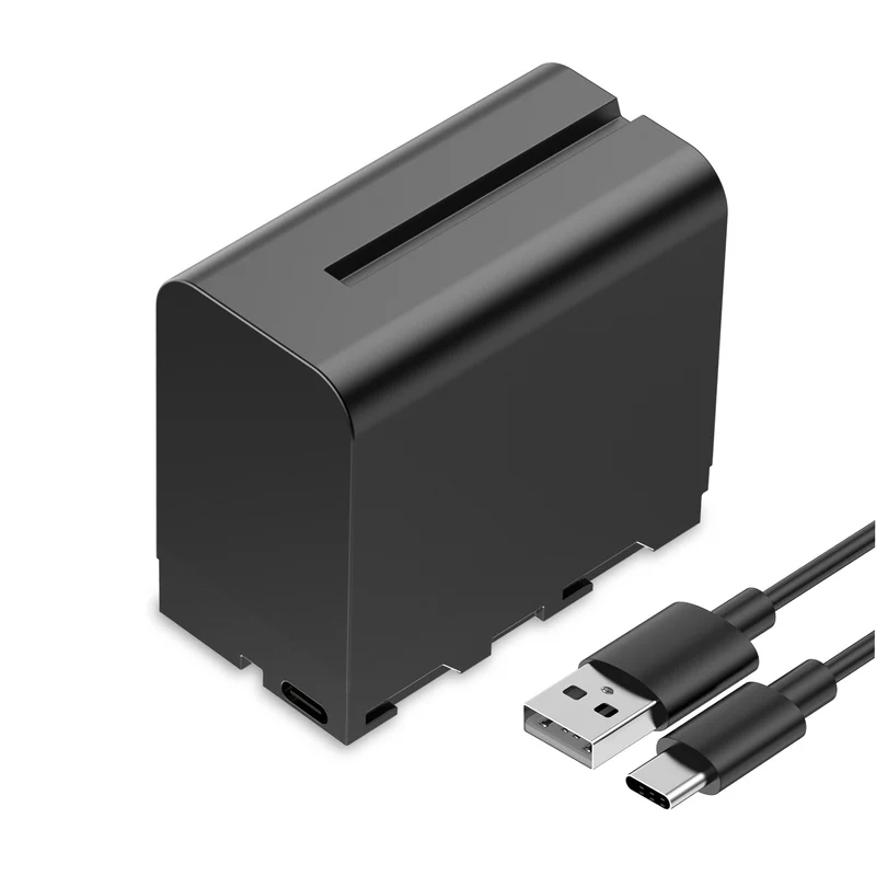 FEEWORLD NP-F970 6600 mAh Li-Ionen-Akku für Monitor, Videoleuchte, Videoübertragung, USB-C-Aufladung