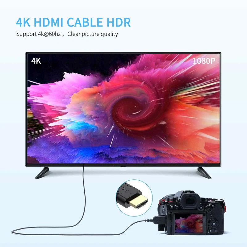 FEELWORLD Ultradünnes 4K-HDMI-zu-HDMI-Kabel 3 Fuß, 2.5 mm schlankes HDMI 2.0-Kabel, unterstützt High Speed ​​4K@60Hz 2160p 1080p 18 Gbit/s 3D HDR für Kamera, Camcorder, Monitor, Gimbal