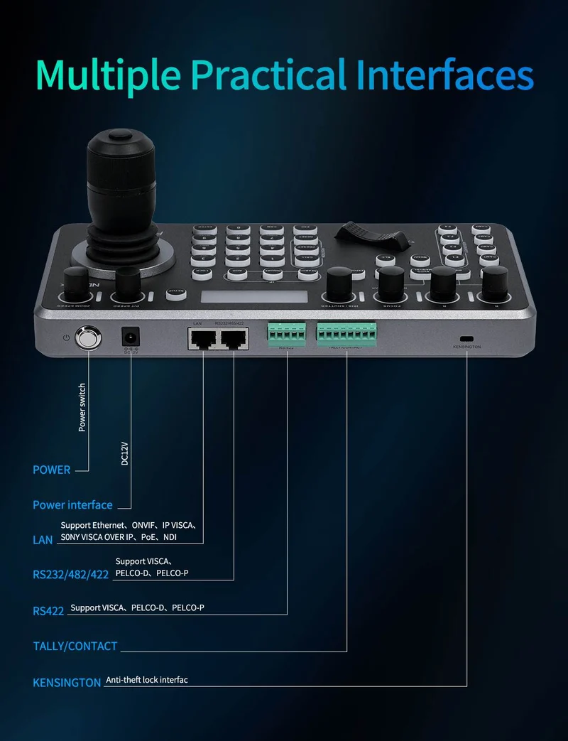 FEELWORLD KBC20N NDI PTZ Kamerasteuerung Joystick Tastatursteuerung Mehrere Steuerungsprotokolle PoE-Unterstützung