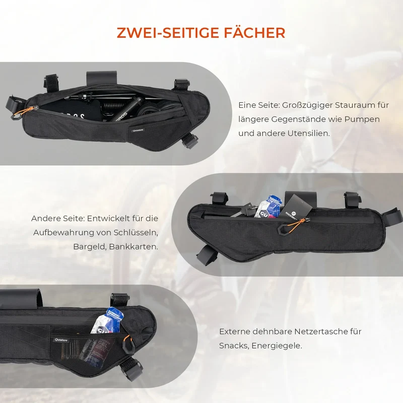 Qunature Fahrrad Rahmentasche Fahrradtasche wasserdichte met Außentasche en Trinksystemöffnung