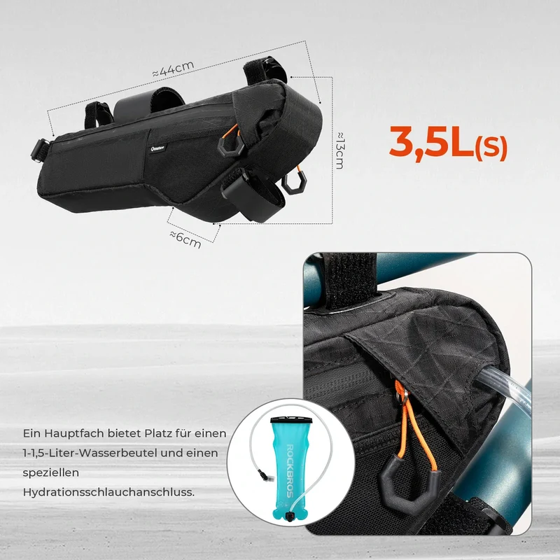 Qunature Fahrrad Rahmentasche Fahrradtasche wasserdichte met Außentasche en Trinksystemöffnung