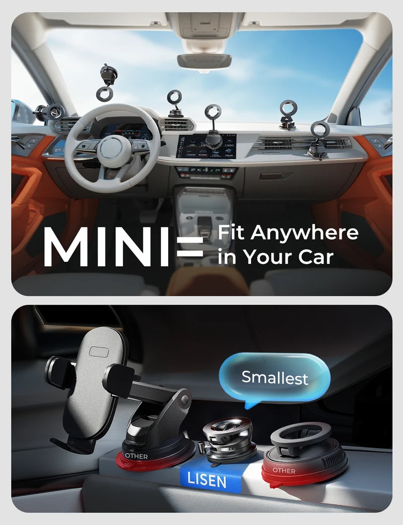 LISEN SuctionPro Magnetic Phone Holder for Car, Vacuum Magsafe Car Mount 360 Adjustable Phone Mount