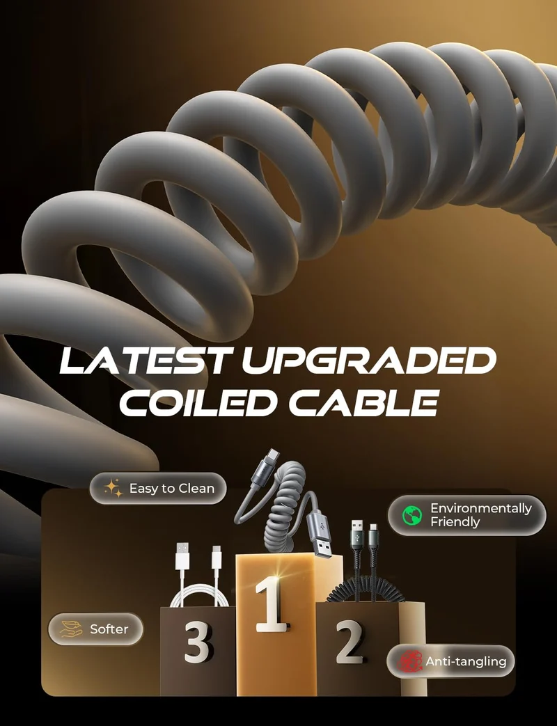 LISEN Coiled USB C Cable