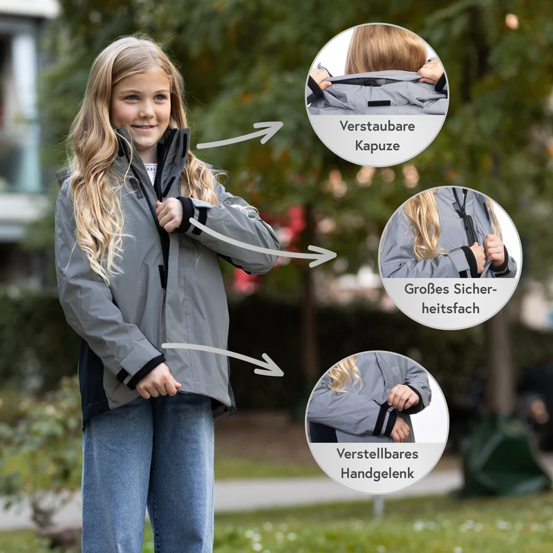 3in1 Smart Jacket - Reflektierende Jacke mit Fleece Zipp-In für Kinder & Jugendliche