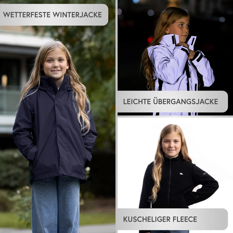 3in1 Smart Jacket - Reflektierende Jacke mit Fleece Zipp-In für Kinder & Jugendliche