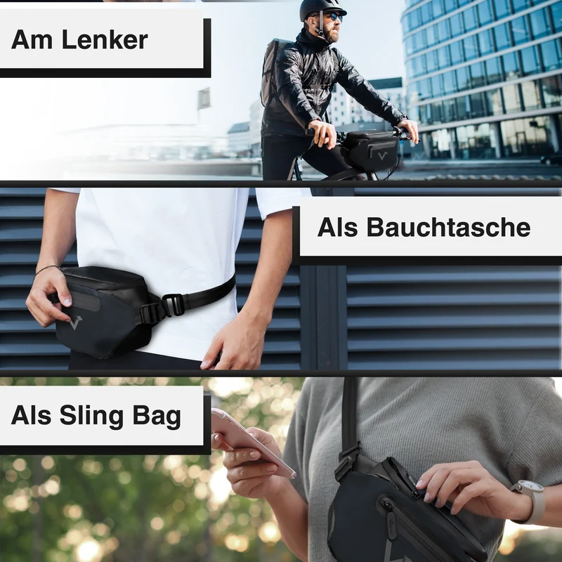 3in1 City Bag - Multifunktionale & reflektierende Lenkertasche B-Ware