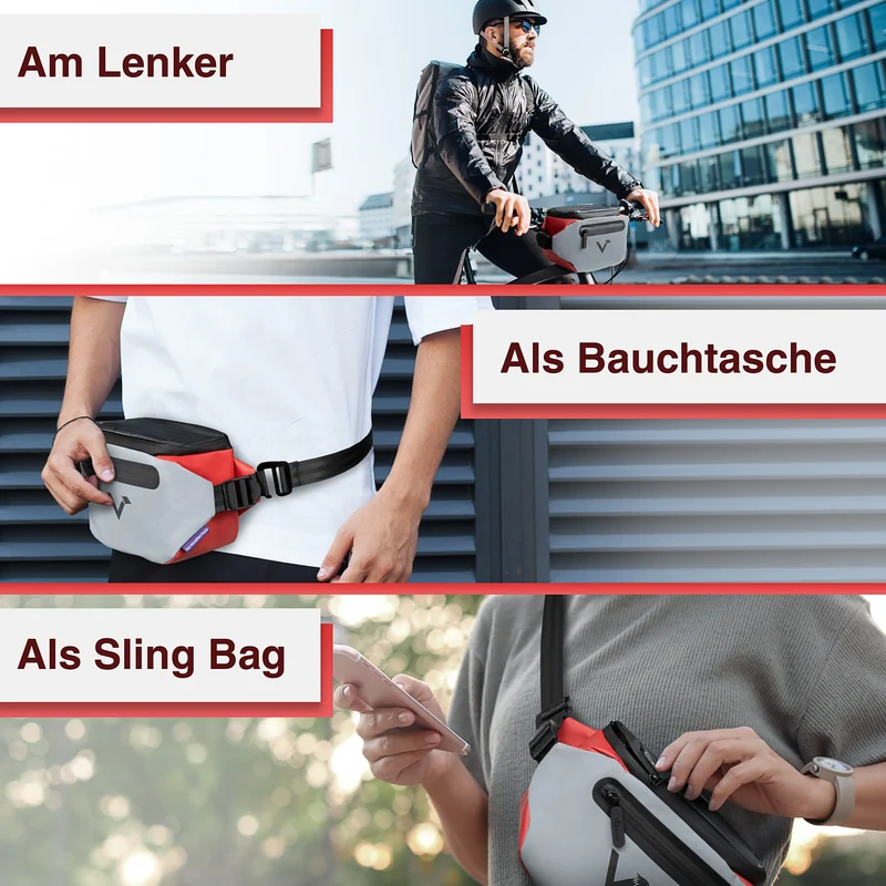 3in1 City Bag - Multifunktionale & reflektierende Lenkertasche B-Ware
