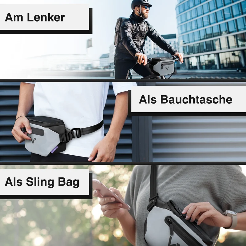 3in1 City Bag - Multifunktionale & reflektierende Lenkertasche B-Ware