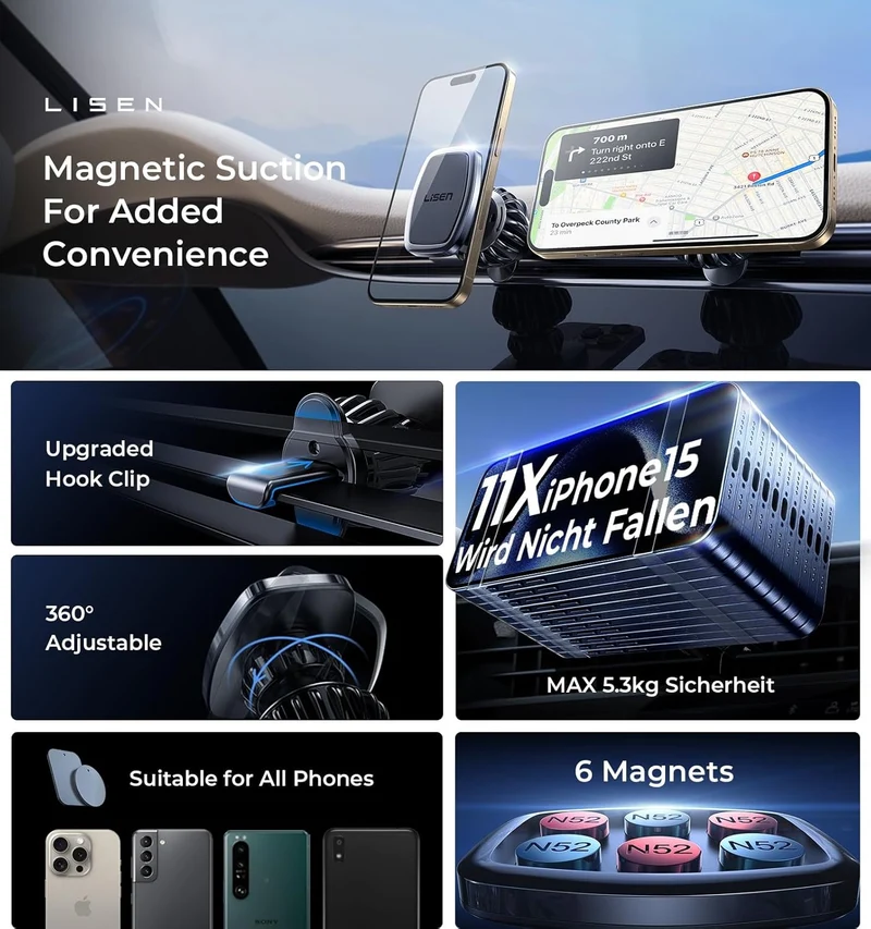 LISEN Magnetic Phone Holder for Car