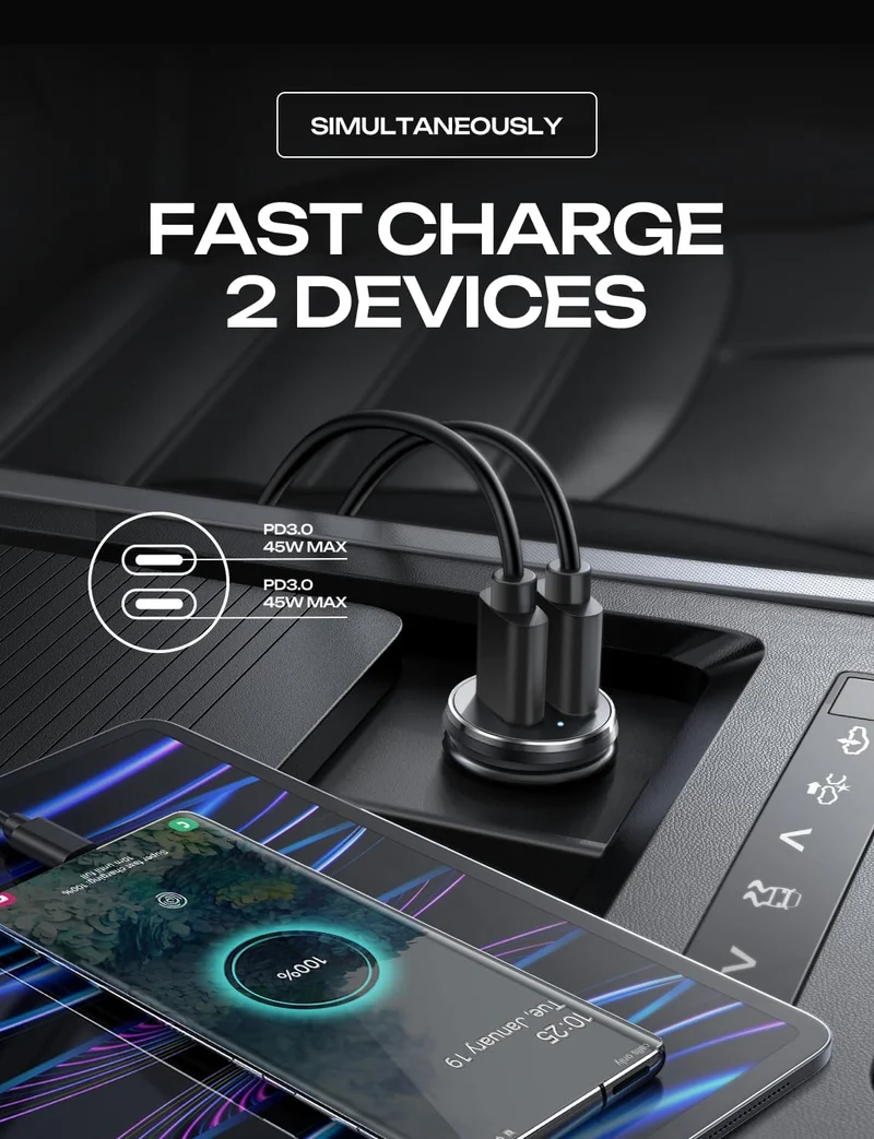 LISEN 90W USB C Cigarette Lighter