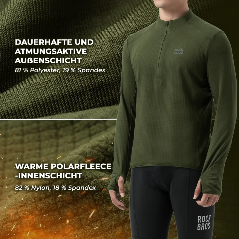 Fahrradtrikot Radtrikot Langarm Herren Зімовы цёплы фліс Schnelltrocknendes Atmungsaktiv