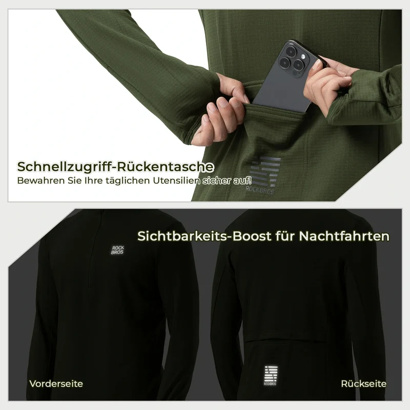 Fahrradtrikot Radtrikot Langarm Herren Зімовы цёплы фліс Schnelltrocknendes Atmungsaktiv