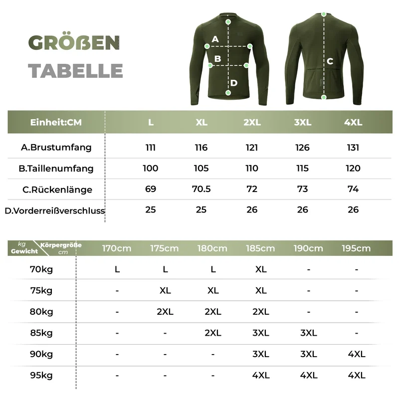 Fahrradtrikot Radtrikot Langarm Herren Зімовы цёплы фліс Schnelltrocknendes Atmungsaktiv