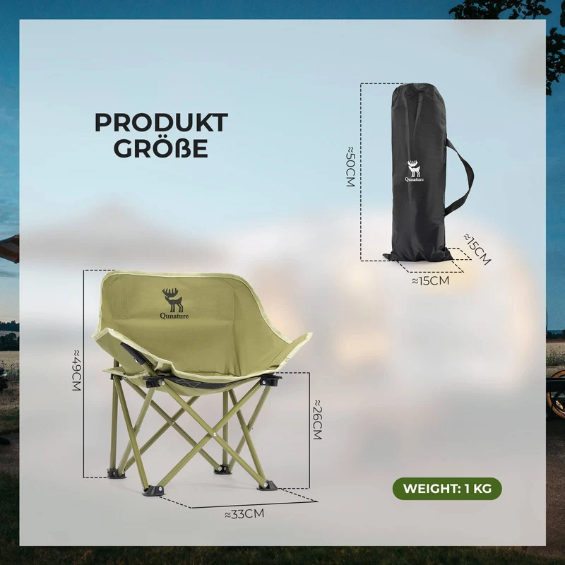 Qunature Campingstuhl Faltbar Tragbarer Camping Stuhl met Tragetasche en Tragegriff 120KG/60KG