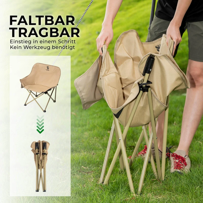 Qunature Campingstuhl Faltbar Tragbarer Camping Stuhl met Tragetasche en Tragegriff 120KG/60KG