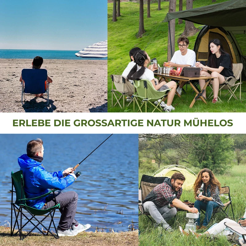Qunature Campingstuhl Faltbar Tragbarer Camping Stuhl met Tragetasche en Tragegriff 120KG/60KG