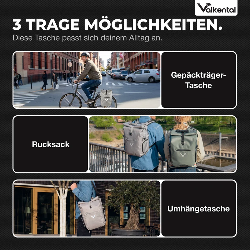 ValkPro 3in1 Fahrradtasche - hochfunktionales Multitalent - B-Ware