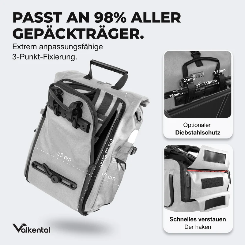 ValkPro 3in1 Fahrradtasche - hochfunktionales Multitalent - B-Ware