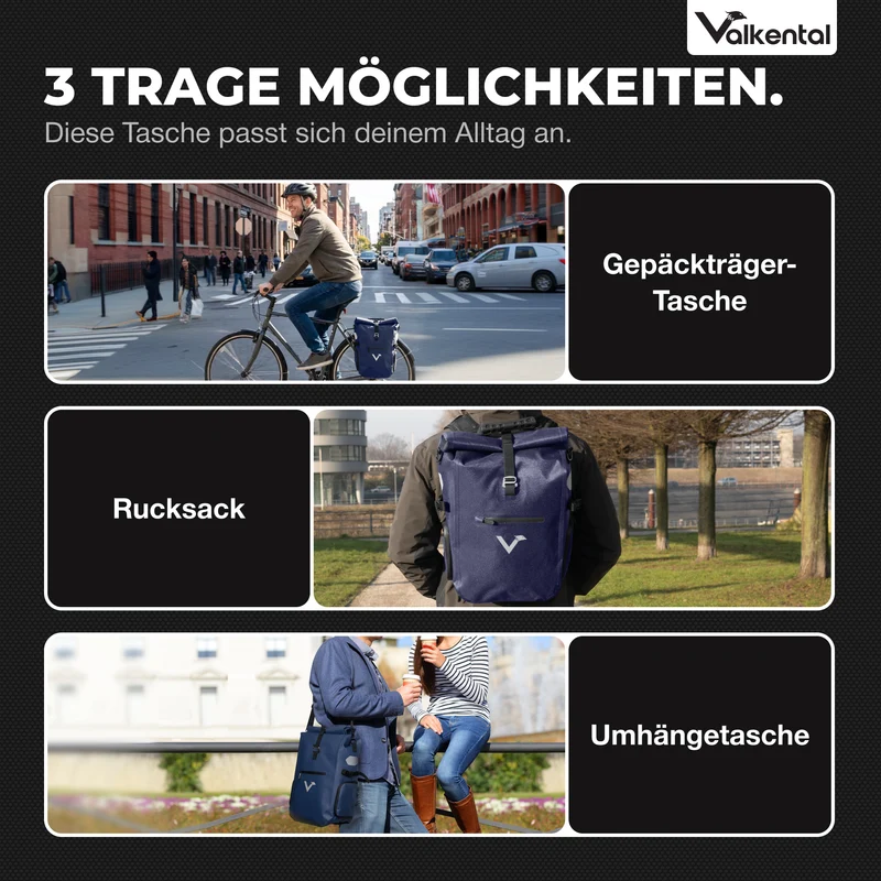 ValkPro 3in1 Fahrradtasche - hochfunktionales Multitalent - B-Ware