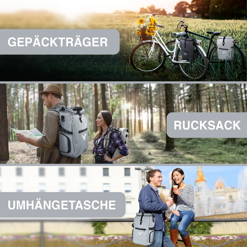 ValkPro 3in1 Fahrradtasche - hochfunktionales Multitalent - B-Ware