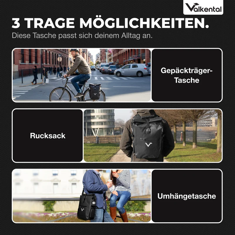 ValkPro 3in1 Fahrradtasche - hochfunktionales Multitalent - B-Ware