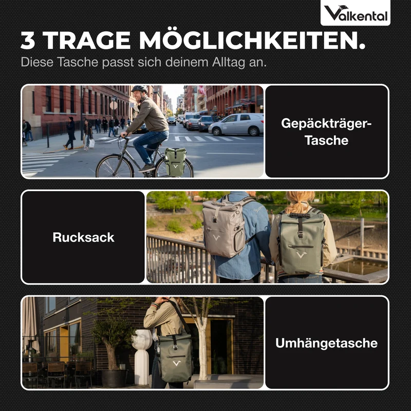 ValkPro 3in1 Fahrradtasche - hochfunktionales Multitalent - B-Ware