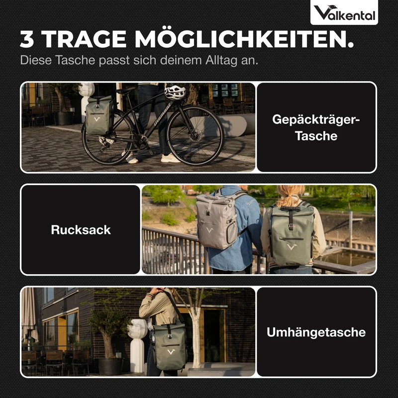 ValkPro 3in1 Fahrradtasche - hochfunktionales Multitalent - B-Ware