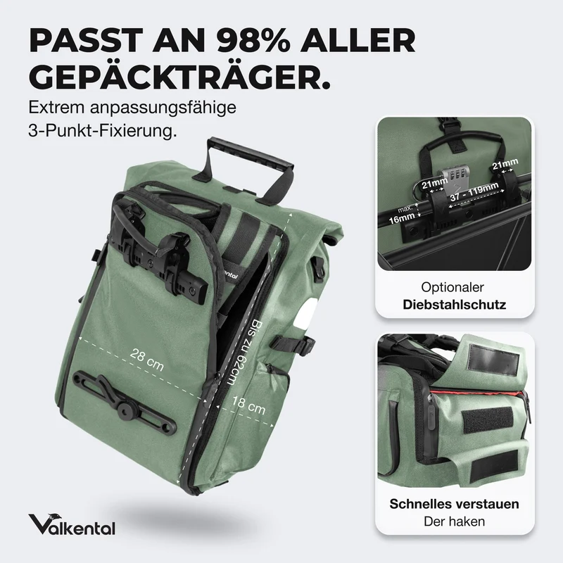 ValkPro 3in1 Fahrradtasche - hochfunktionales Multitalent - B-Ware