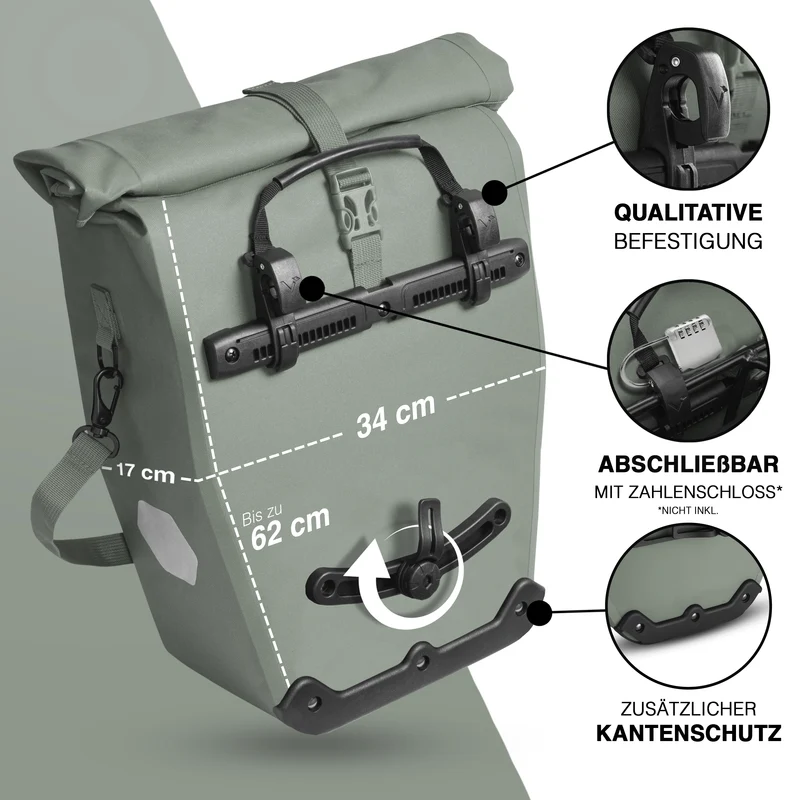 Bike Bag Urban - Praktische 2in1 Gepäckträgertasche im urbanen Look