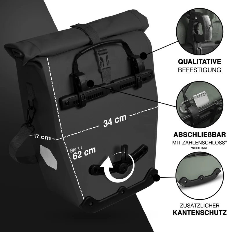 Bike Bag Urban - Praktische 2in1 Gepäckträgertasche im urbanen Look